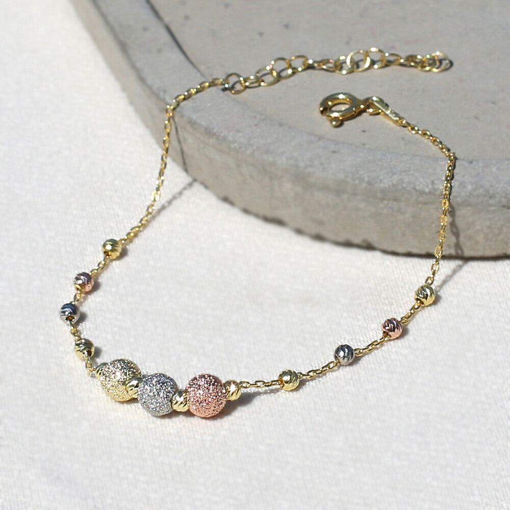 Clotho 925 Ayar Gümüş, Dorika Sim Top 3 Renkli Bileklik